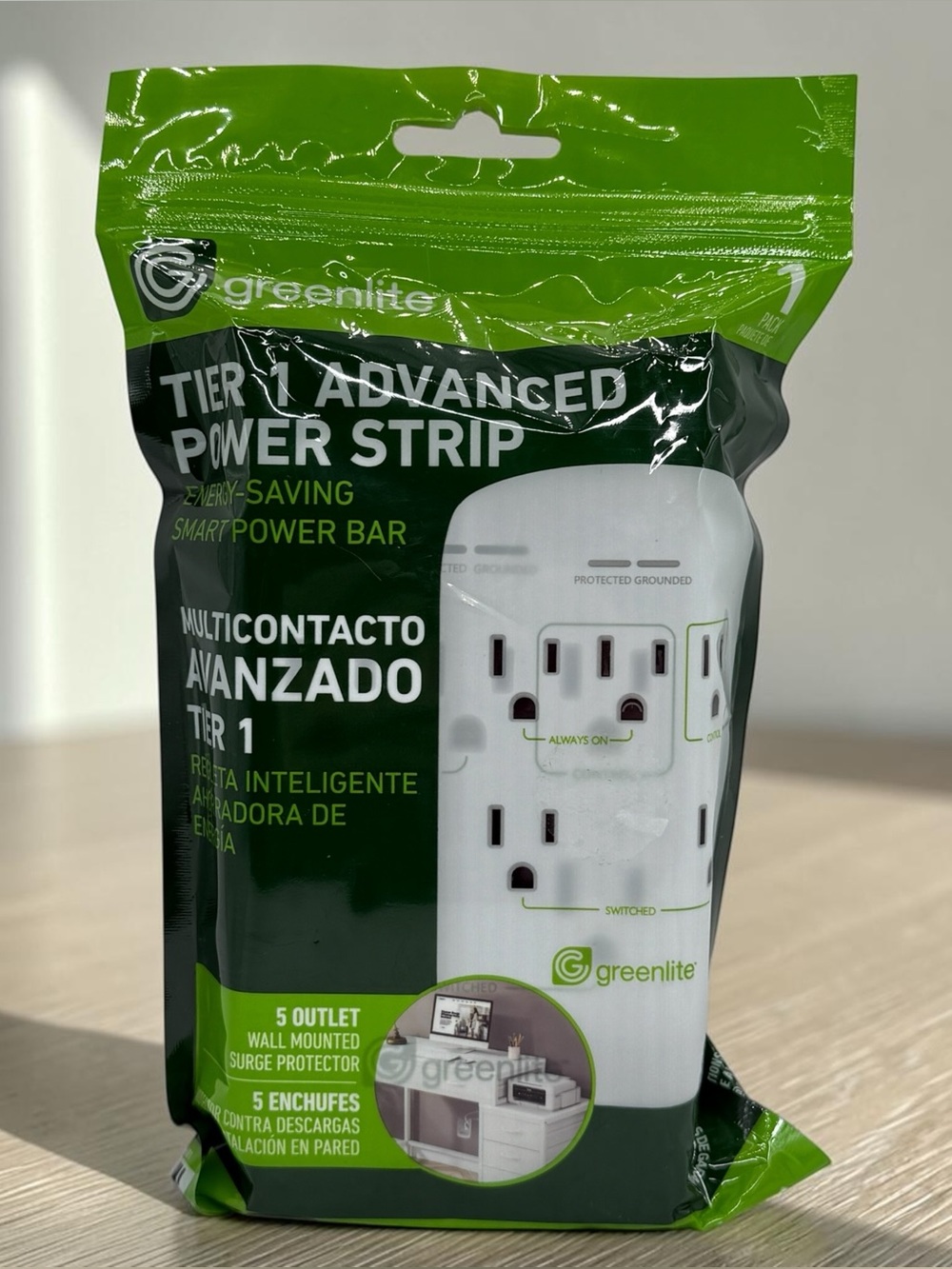 Greenlite Tier 1 Advanced Power Strip 5-Outlet Wall Surge‎ Protector